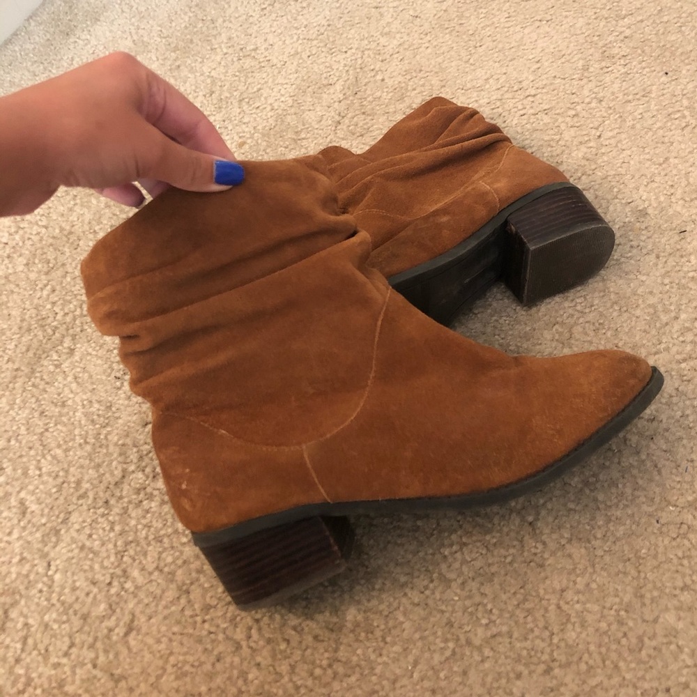 Brown suede booties
